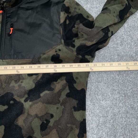 Sweater Mens  M Green Black Camo 1/4 Zip Pull Over Outdoors Sweatshirt Casual - Picture 5 of 10